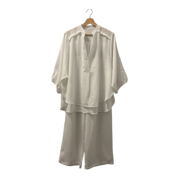 Soft Linen White Blouse and Pants Coords - Picture 4 of 4